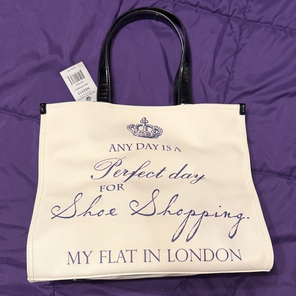 My Flat in London Cream and Black Tote with Pink Accents - Picture 3 of 9